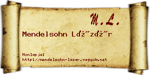 Mendelsohn Lázár névjegykártya